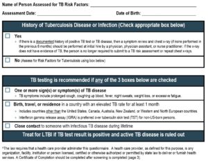 tuberculosis risk assesment form 
