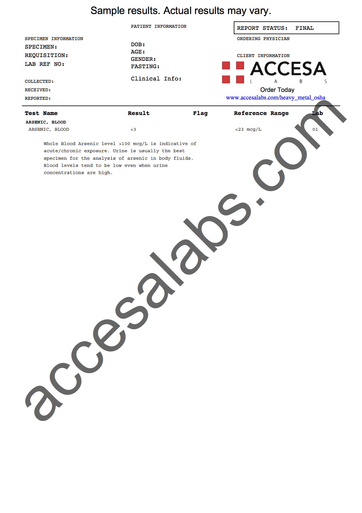 Arsenic Blood Test Arsenic Toxicity Blood Test Accesa Labs Arsenic Blood Test Arsenic Toxicity Blood Test Accesa Labs