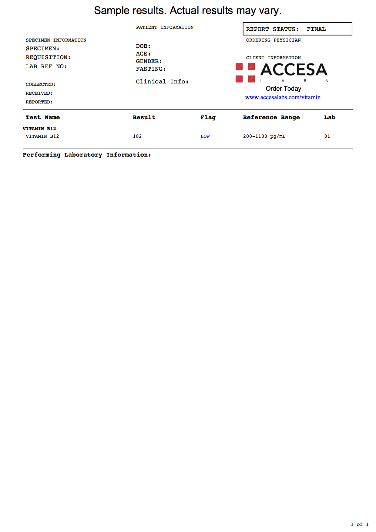 Vitamin B12 Test