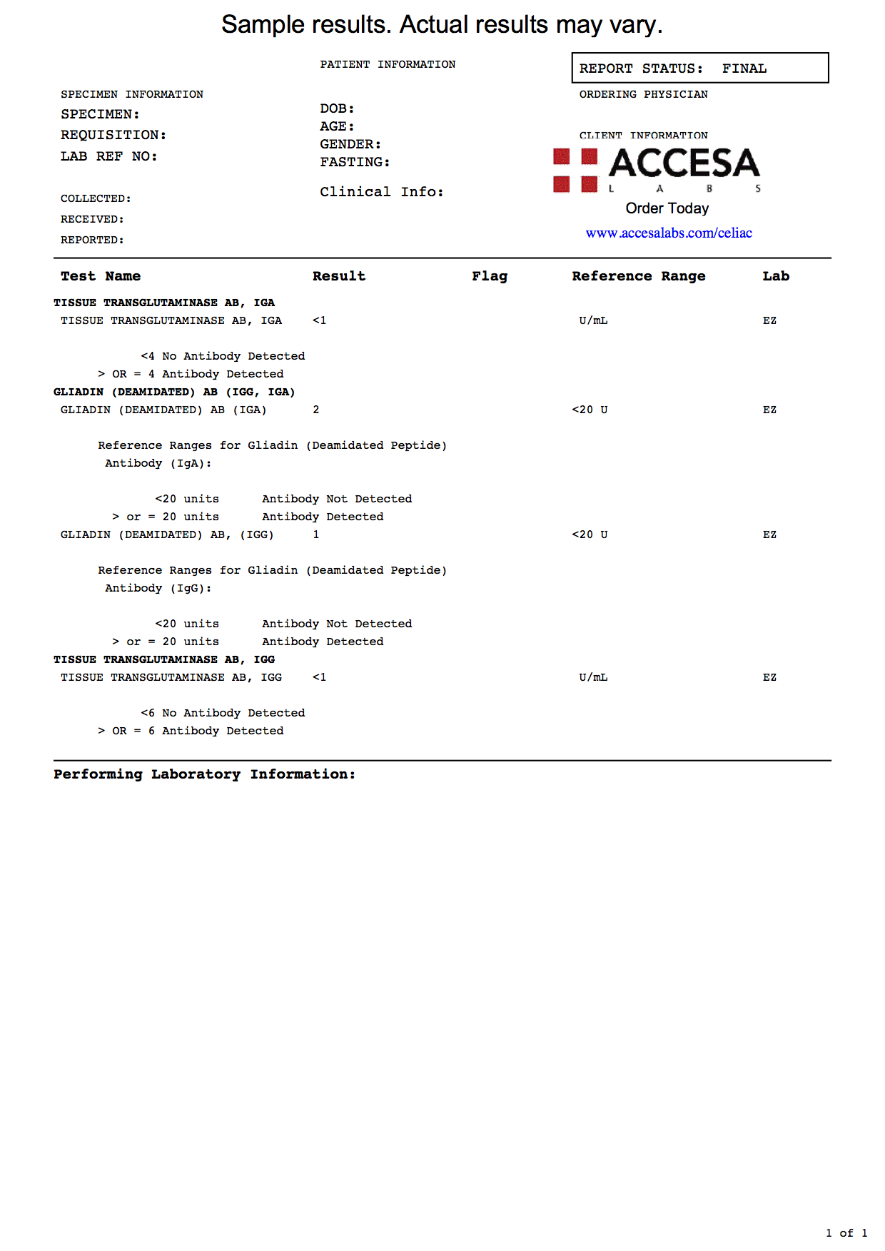 Celiac Test Near You Celiac Screening Accesa Labs