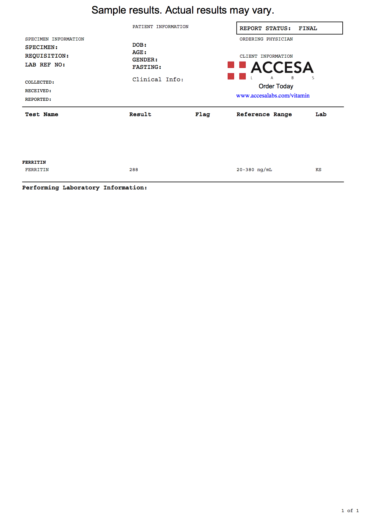 Ferritin Test Ferritin Blood Test Accesa Labs