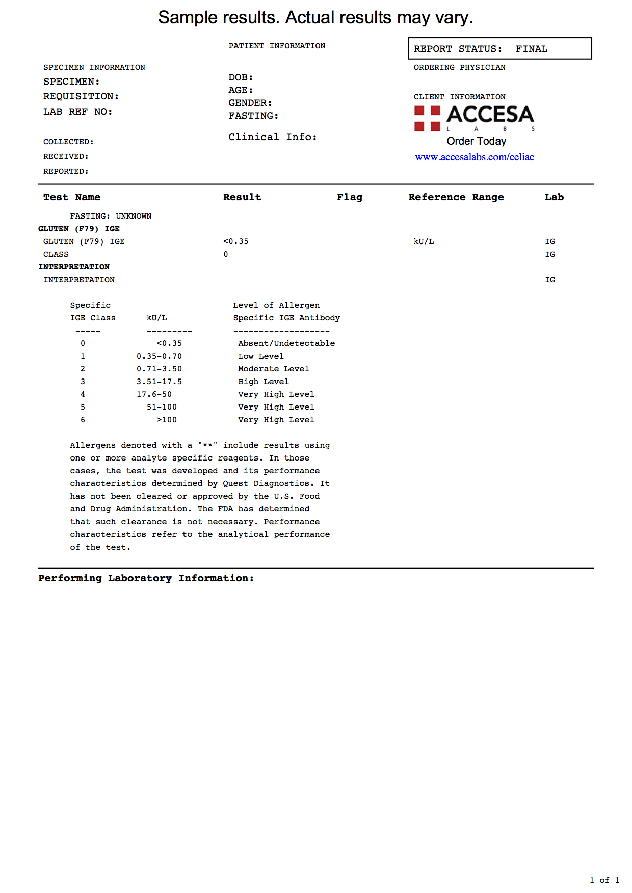 Celiac Test Near You Celiac Screening Accesa Labs