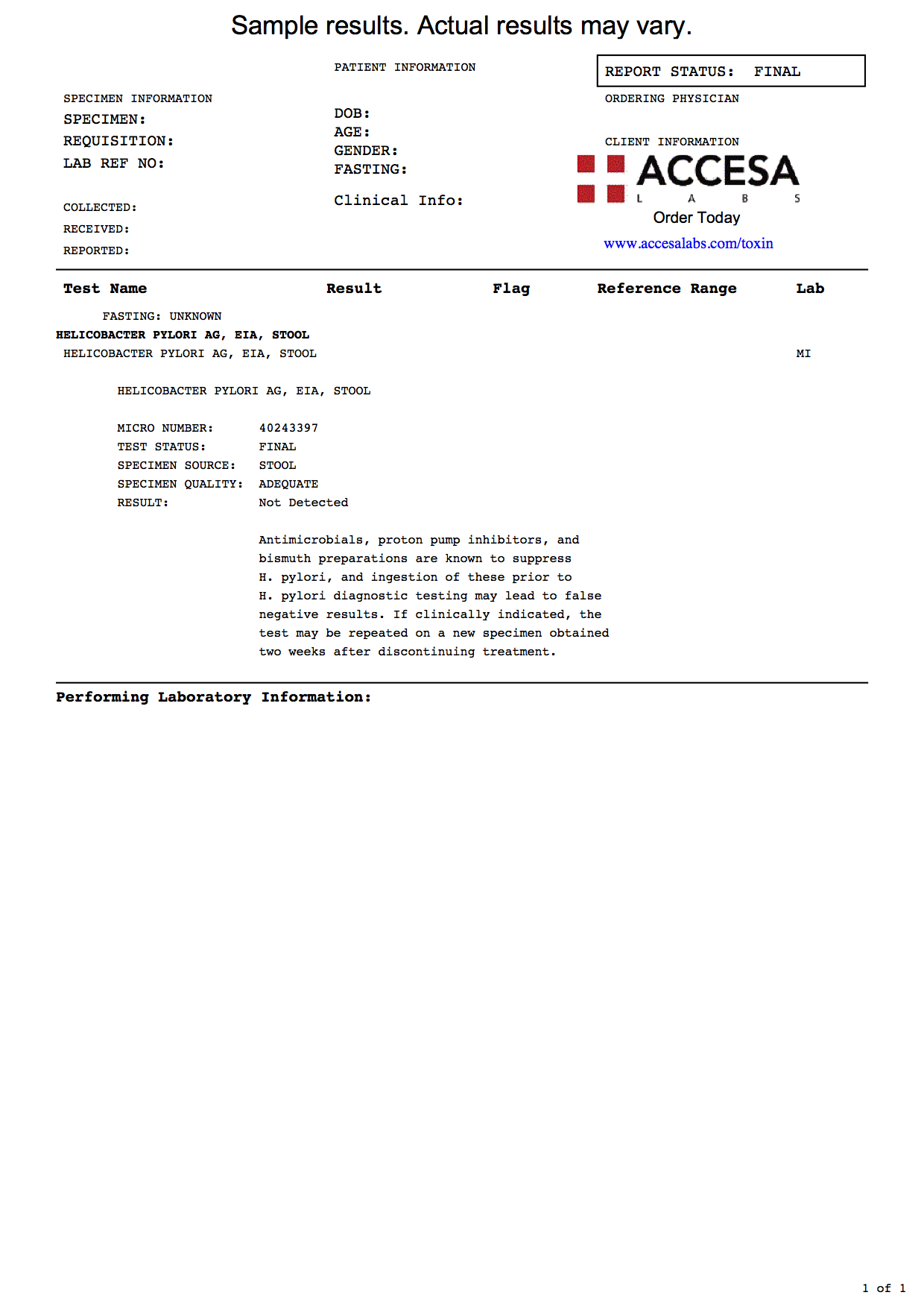 H Pylori Test Helicobacter Pylori Stool Antigen Test Accesa Labs telegraph