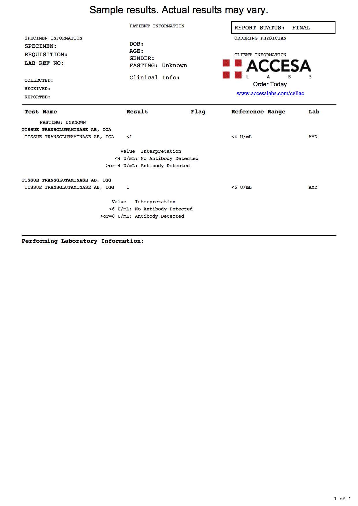 Celiac Test Near You Celiac Screening Accesa Labs